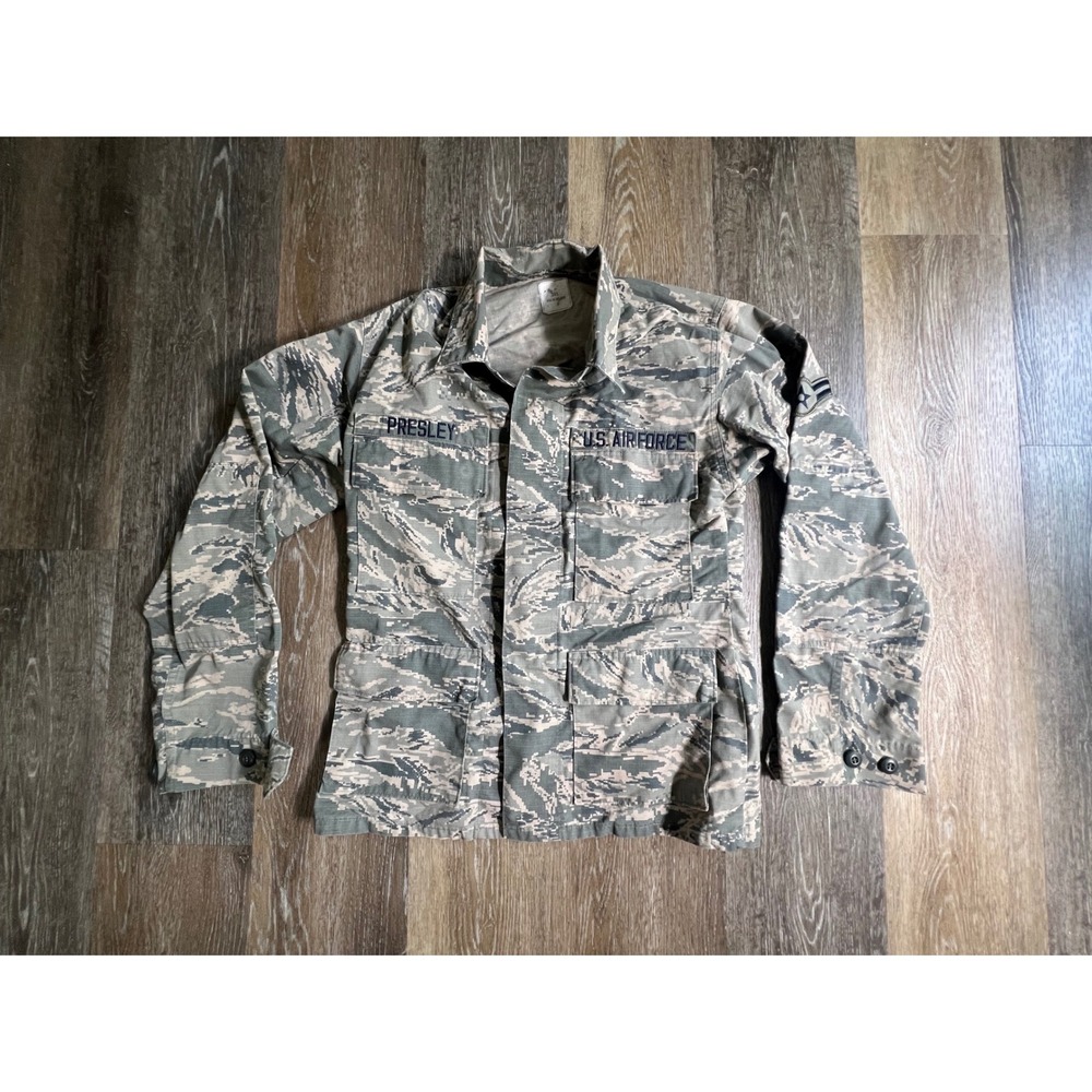 US Air Force Military Combat Jacket Mens 38S Gray Digital Tiger Stripe ABU Coat